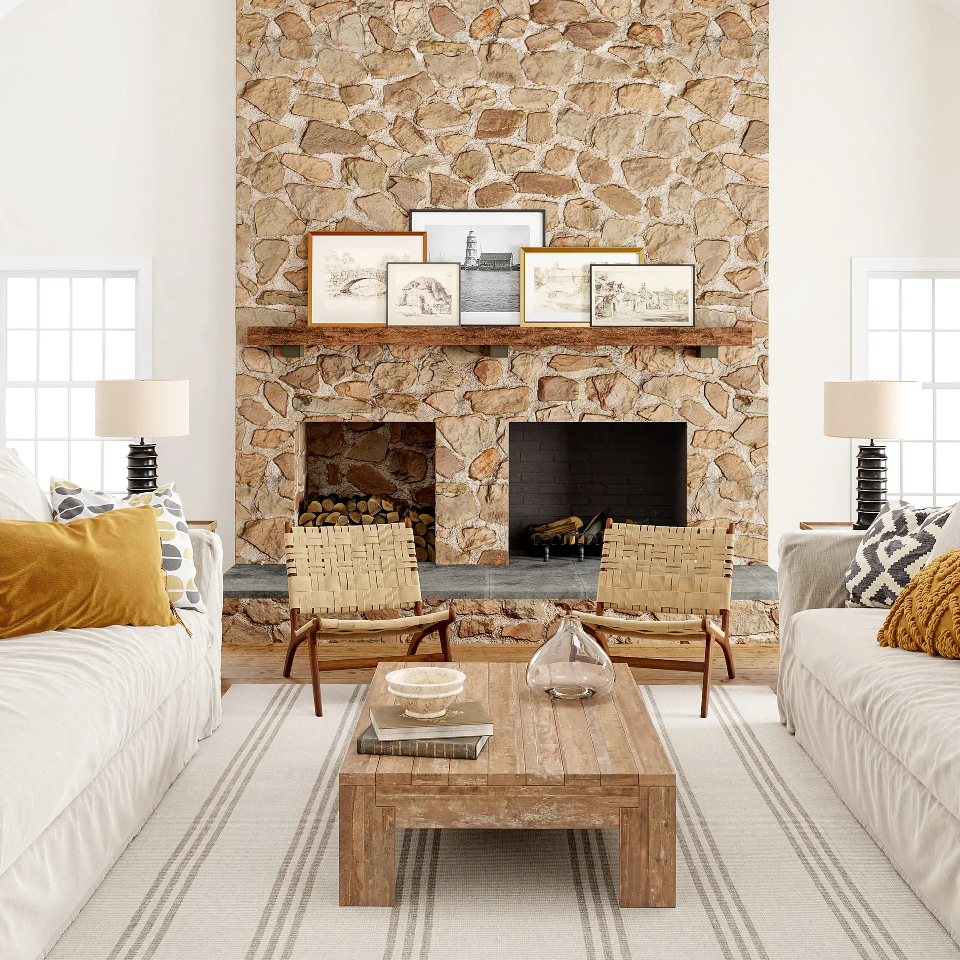 Hawthorn Striped Wool Rug | Ivory | Rugs USA