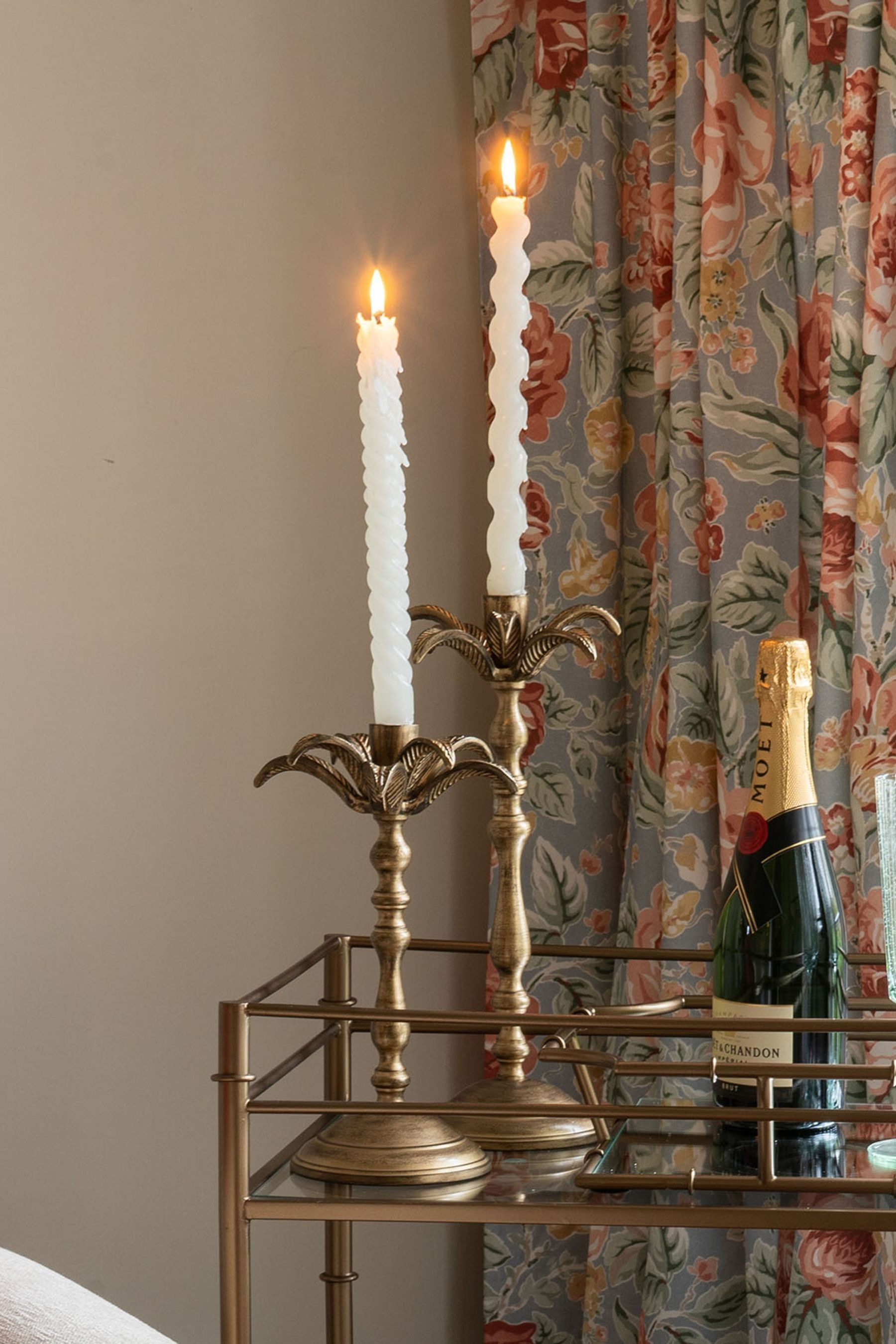 Laura Ashley Palm Tree Antique Gold Candle Holder | Lipsy