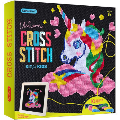 Dan&Darci Unicorn Cross Stitch Kit for Kids – Beginner-Friendly DIY Craft Gift with Frame and Yarn | Target