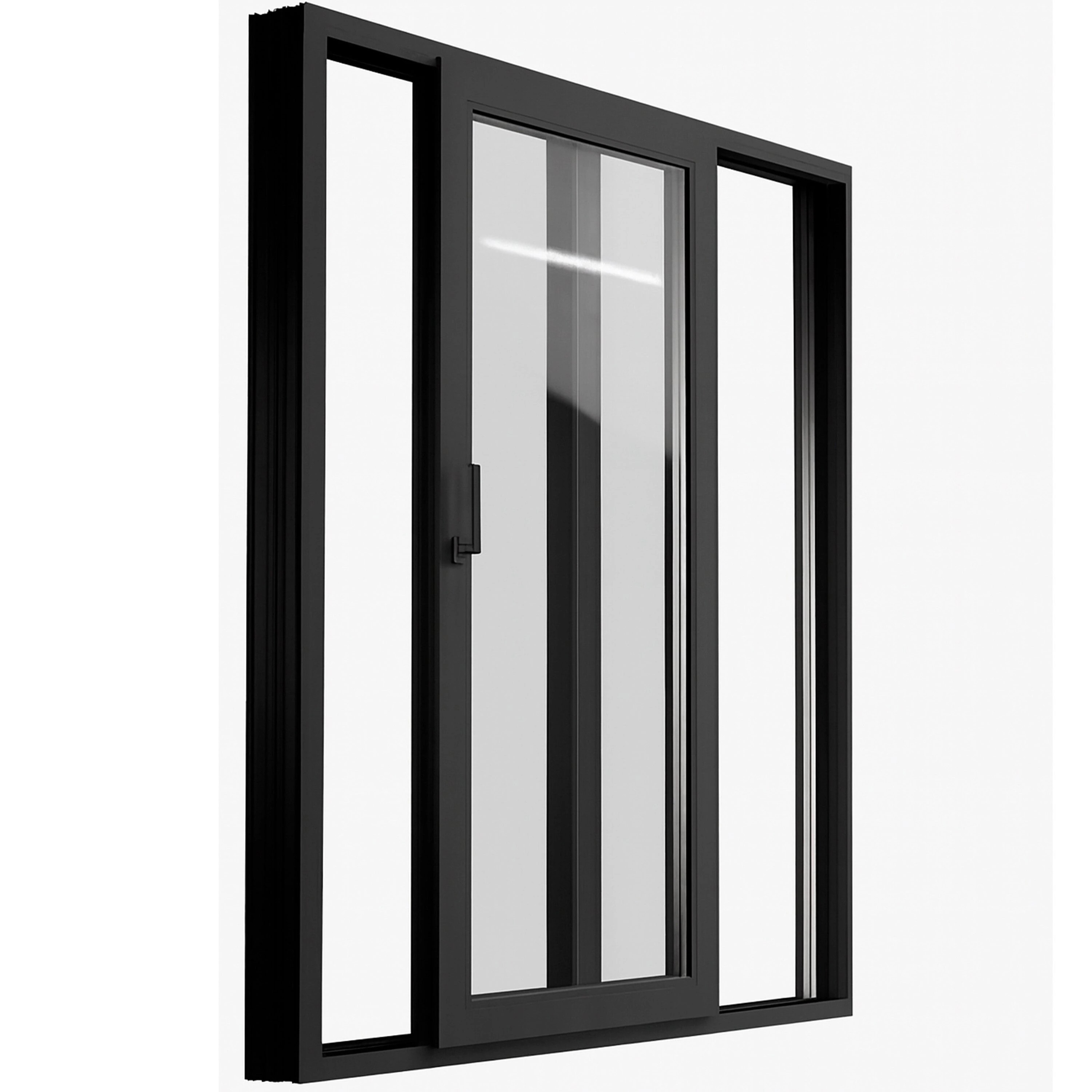 Vdom doors Patio Exterior Metal-Plastic Sliding Doors - Patio 8177 Matte Black 64 x 80 Left active door - Tempered Clear Glass Bypass Door | Lowe's