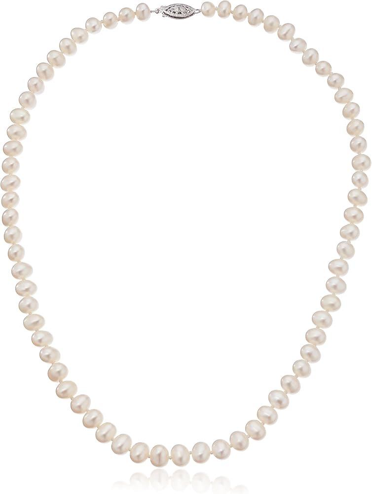 GSI Sterling Silver White A-Grade Freshwater Cultured-Pearl Necklace | Amazon (US)
