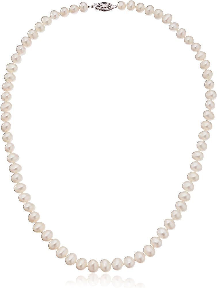 GSI Sterling Silver White A-Grade Freshwater Cultured-Pearl Necklace | Amazon (US)