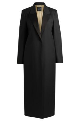 Long-length tuxedo-style coat in stretch fabric- Black Women's Formal Coats size 2 | Hugo Boss (US)