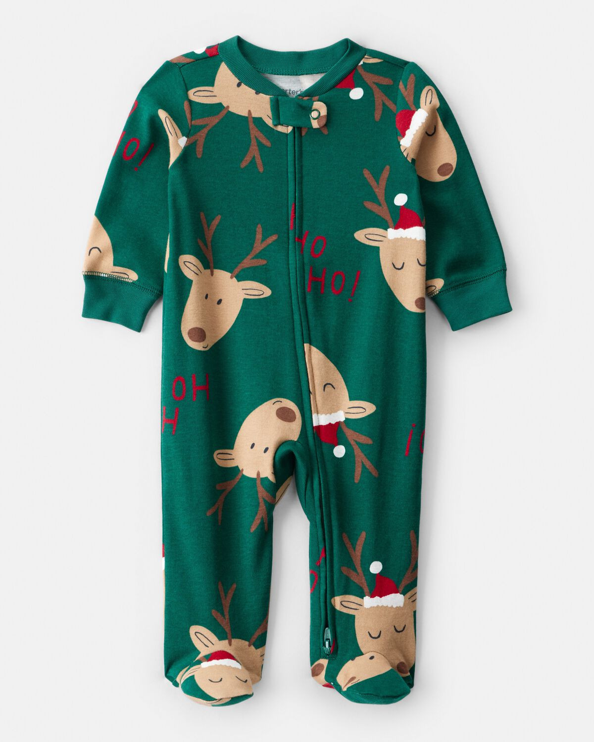 Baby Reindeer 100% Cotton Snug Fit 2-Way Zip Sleep & Play Pajamas - Green | Carter's Inc