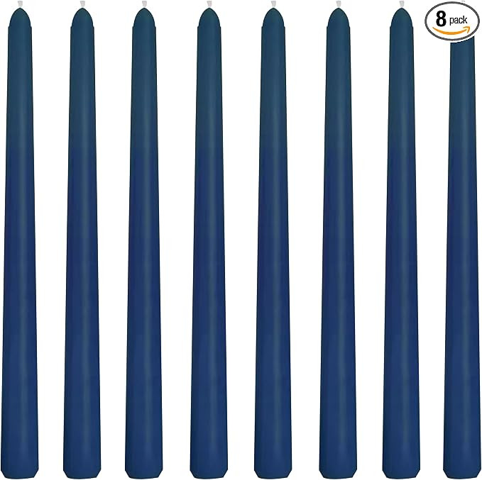 8 Pack 10 Inch Navy-Blue Smooth Taper Candle Set, 7/8 Inch Unscented Driples Candlesticks for Hom... | Amazon (US)