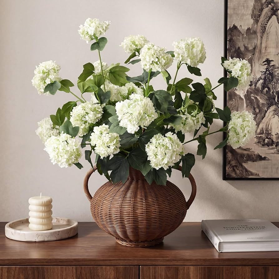 4 Pcs 33" Tall Artificial Hydrangea Flowers Decor, Silk Hydrangeas with 5 Heads Long Stem for Flo... | Amazon (US)