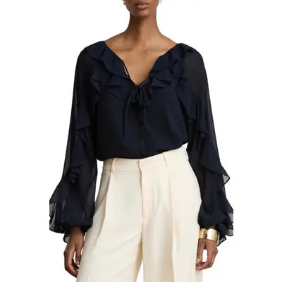 Ruffle Raglan Sleeve Georgette Top | Nordstrom