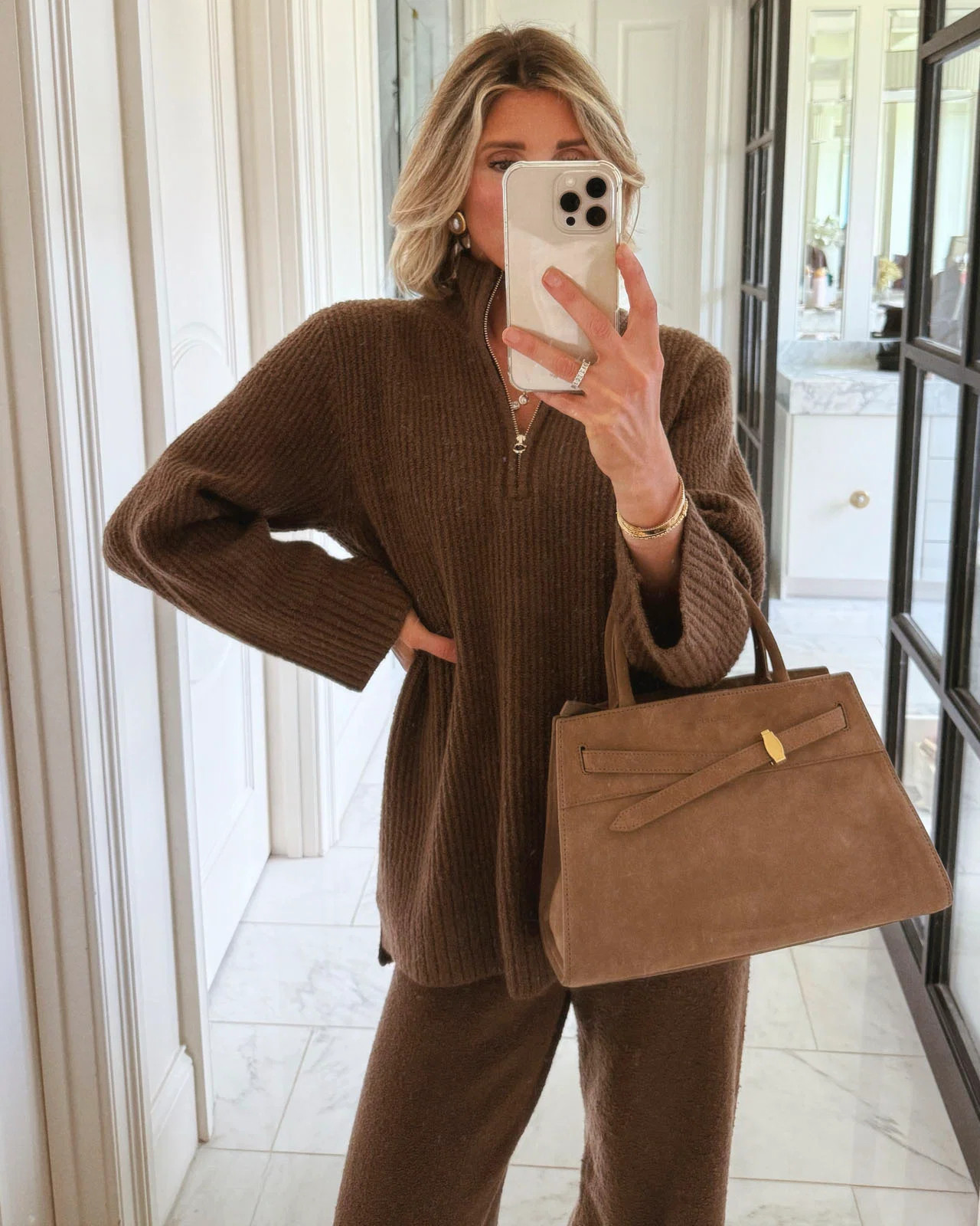 Splendid - Splendid x @Cellajaneblog Quarter Zip Sweater - Truffle | Splendid