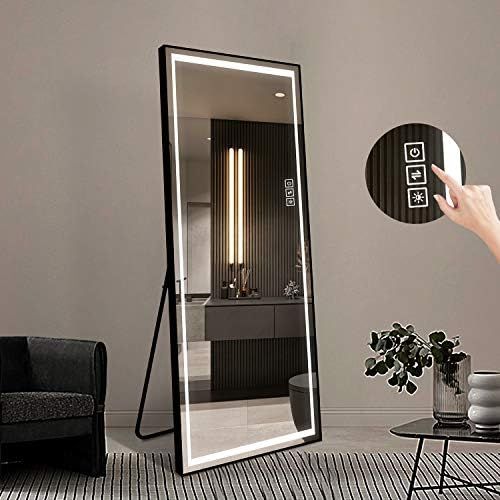 Laiya 65”24” LED Aluminum Full Length Mirror Floor Mirrors with Stand Full Body Dressing Bedr... | Amazon (US)