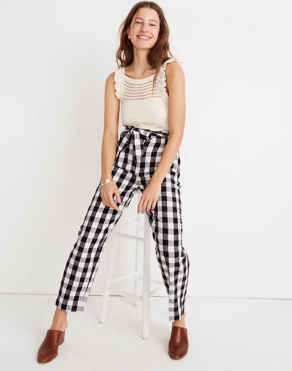 Paperbag Pants in Gingham | Madewell