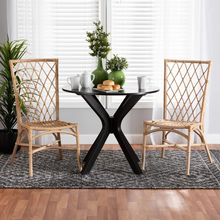 Alexzandar Wicker/Rattan Slat Back Side Chair in Natural | Wayfair North America