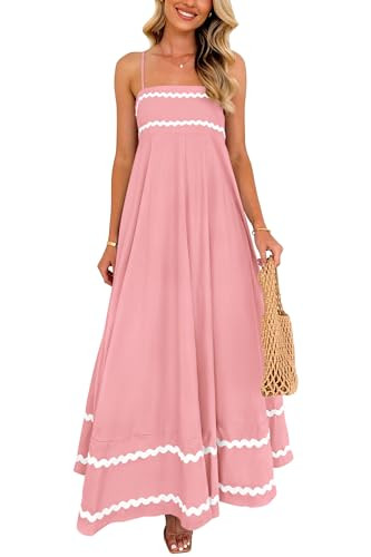 PRETTYGARDEN Women's 2026 Summer Flowy Maxi Dress Casual Sleeveless Spaghetti Strap Ruffle Beach ... | Amazon (US)