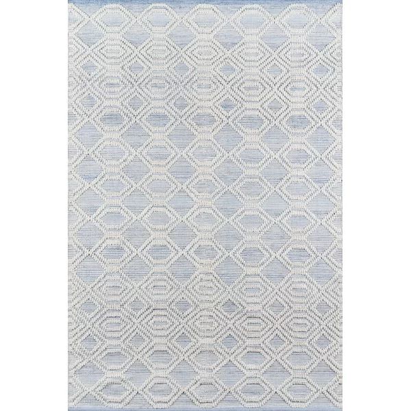 Schuller Geometric Handmade Flatweave Light Blue/White Area Rug | Wayfair North America