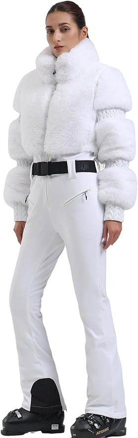 GSOU SNOW Womens Ski Suits One Piece Snowsuit Snowboard Faux Fur Slim Jumpsuit Overall Insulated ... | Amazon (US)