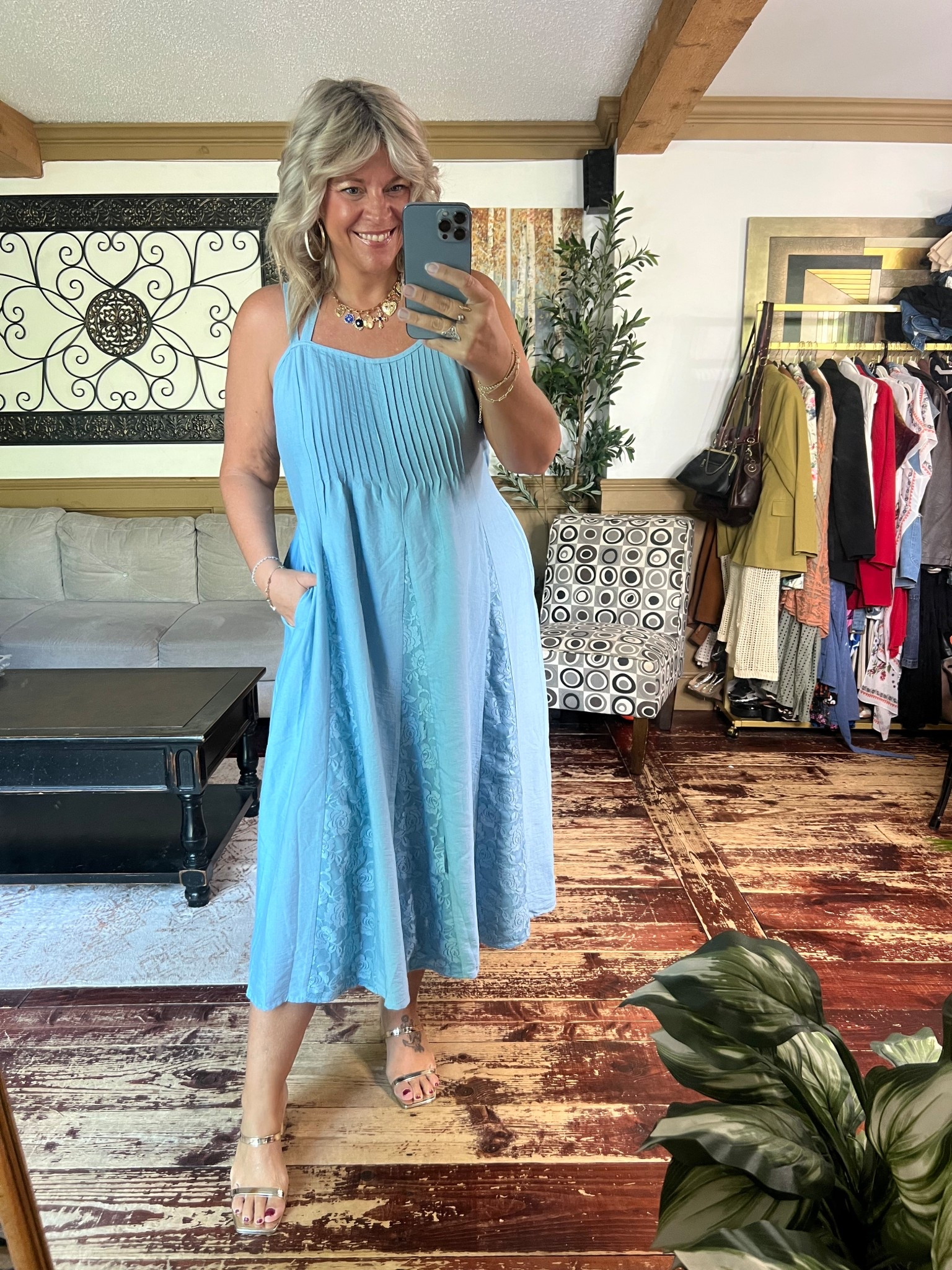 Summer OOTD dress 👗 Wearing size 12- has pockets and beautiful lace inset details. 

#LTKFindsUnder50 #LTKPlusSize #LTKMidsize