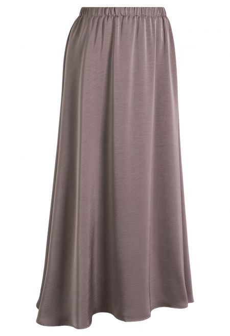 Luxe Asymmetric Hemline Satin Maxi Skirt in Mauve for Everyday Styling & Dinner Parties | Chicwish