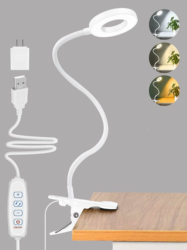 Desk Lamp with Clamp, LED Ring Light with 3 Color Modes 10 Brightness Levels, 360°Adjustable Goo... | Amazon (US)