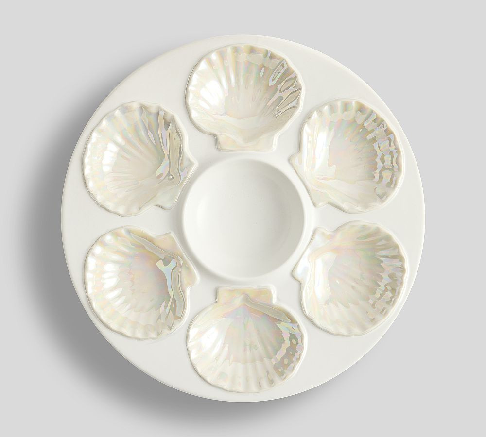Coastal Embossed Stoneware Oyster Serving Platter | Pottery Barn (US)