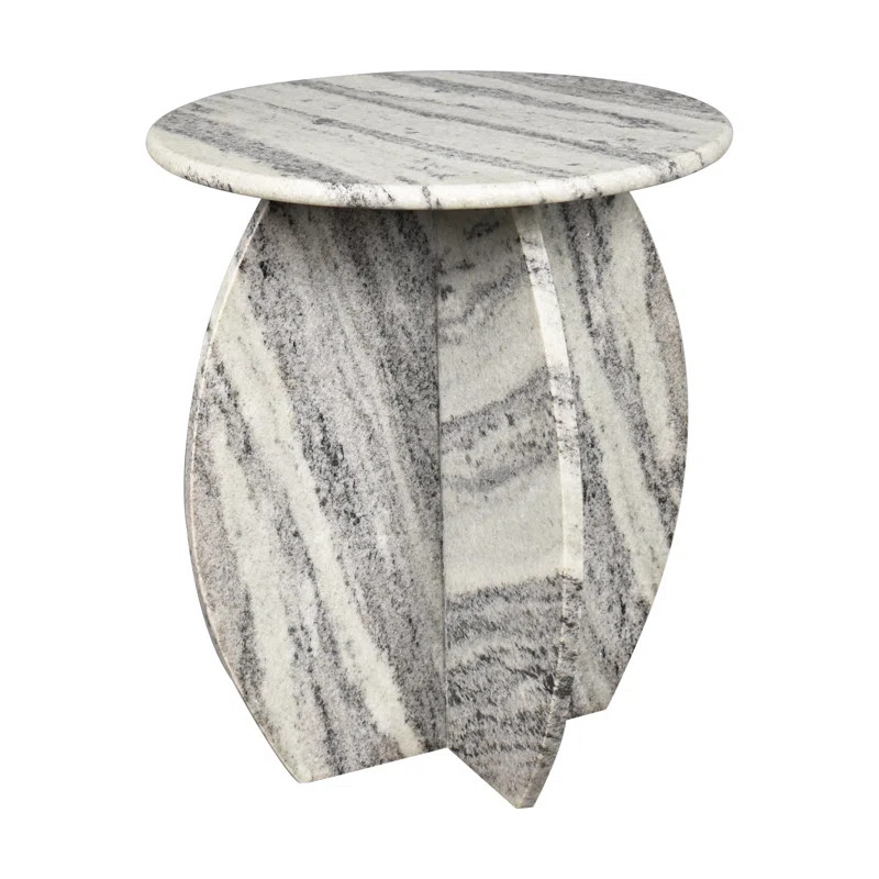 17.5" Contemporary Natural Marble Handmade X-Shaped End Table | Wayfair North America