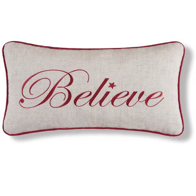 C&F Home "Believe" Cursive Script Cotton Blend Christmas Mini Accent Pillow 10" x 18.5" | Target