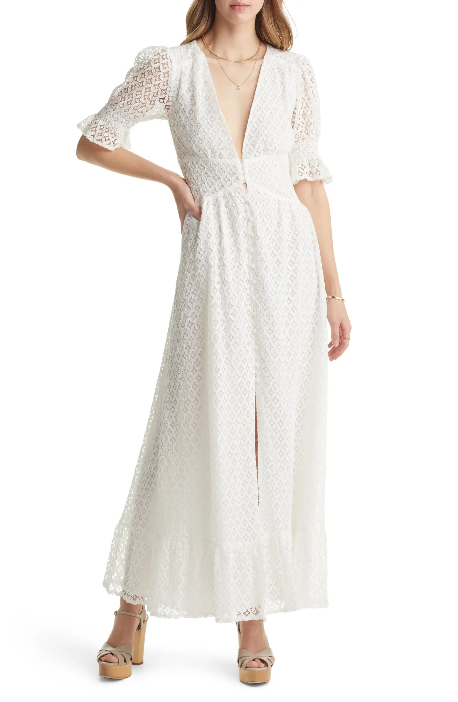 Lace Puff Sleeve Maxi Dress | Nordstrom