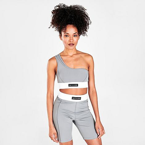 Pink Soda Sport Women's Double Strap Light-Support Sports Bra in Grey/Porcelain Size XL Polyester | Finish Line (US)