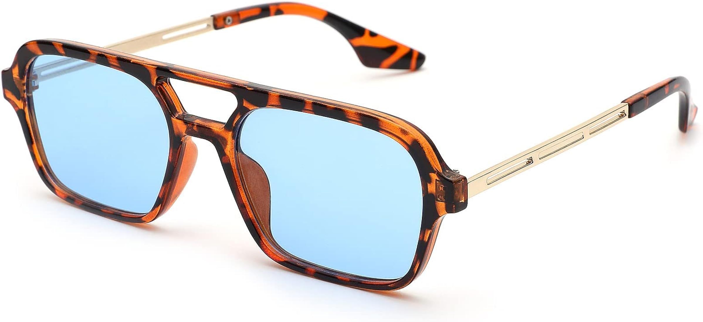 Square Aviator Trendy Sunglasses for Women Men Vintage 70s Flat Pilot Tinted Glasses UV400 Protec... | Amazon (US)