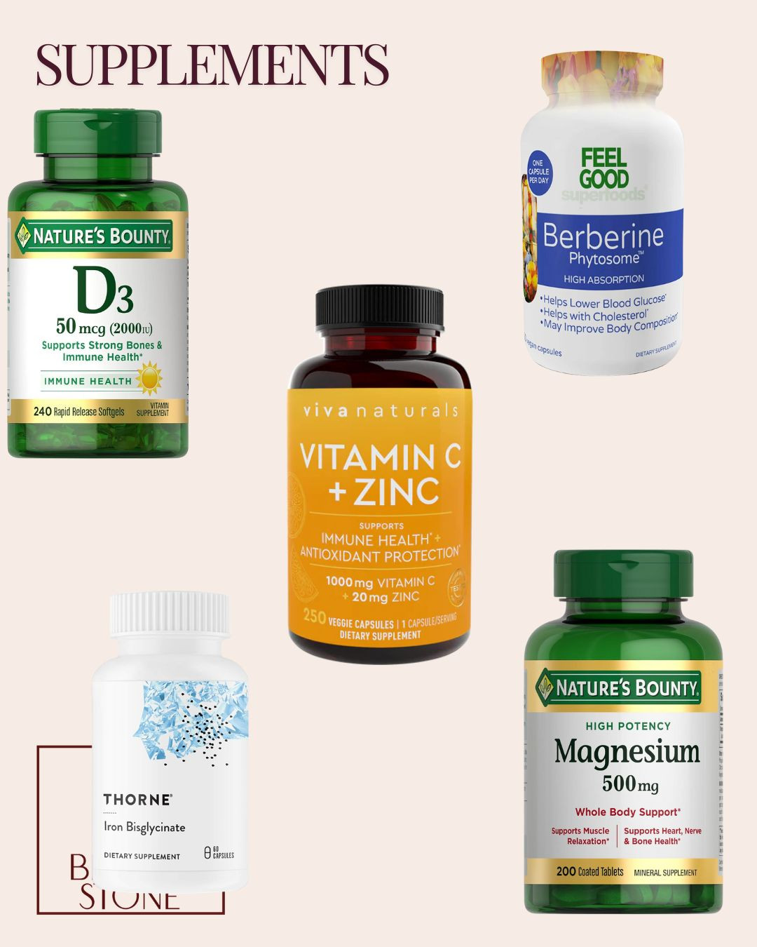 I'm sharing the supplement routine I've been following for years.

Taking magnesium daily can truly transform your life—thank me later!

Berberine is beneficial for supporting weight loss, maintaining blood sugar levels, and managing cholesterol.

Many Black women are prone to iron deficiency, so I make sure to rotate an iron supplement as needed.

Additionally, vitamins C and D are essential for overall health.

What supplements do you take on a daily basis?. 

 #LTKActive #LTKFitness #LTKFamily