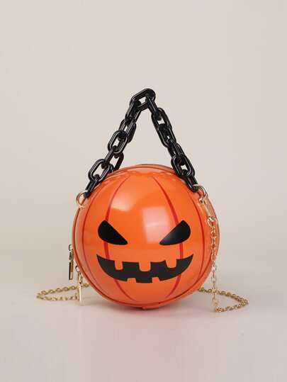 Mini Halloween Pumpkin Pattern Chain Circle Bag | SHEIN