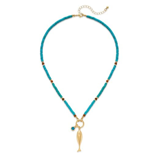 Amazon.com: FAUTHENTICUTE Chunky Gold Fish Pendant Necklace For Women Long Silk Scarf Necklace Wi... | Amazon (US)