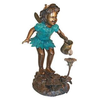 Design Toscano 33.5 in. H Francine the Fairy Gardener Cast Bronze Garden Statue | The Home Depot