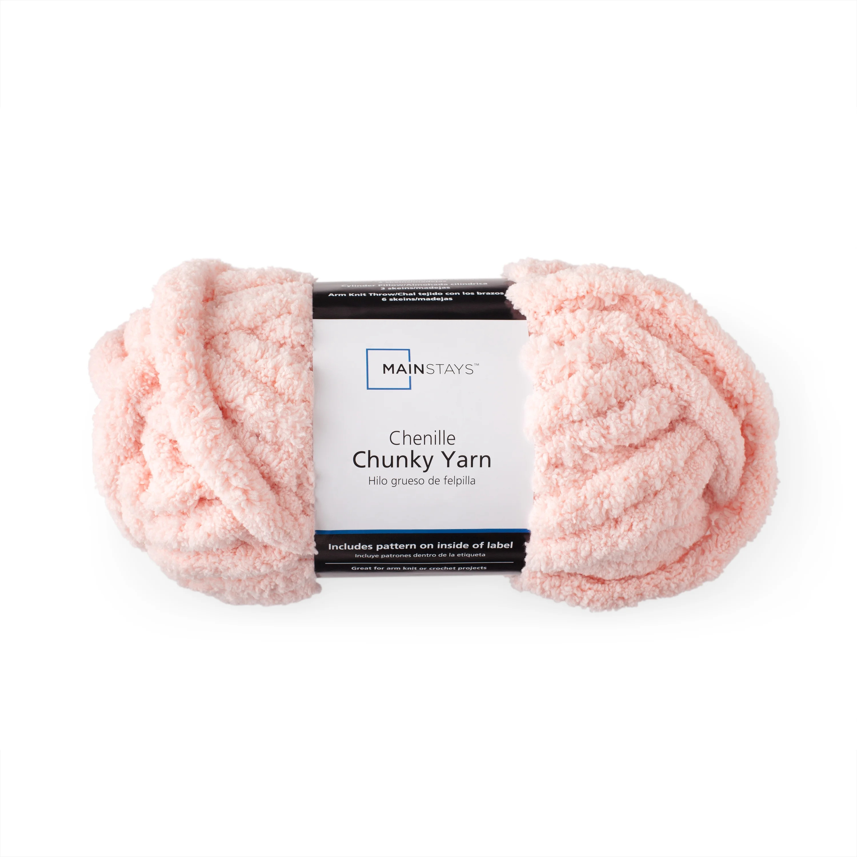 Mainstays Chunky Chenille Yarn, 31.7 yd, Light Pink, 100% Polyester, Super Bulky | Walmart (US)