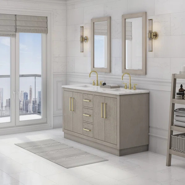 Audrina 60'' Free-standing Double Bathroom Vanity with Marble Vanity Top | Wayfair North America