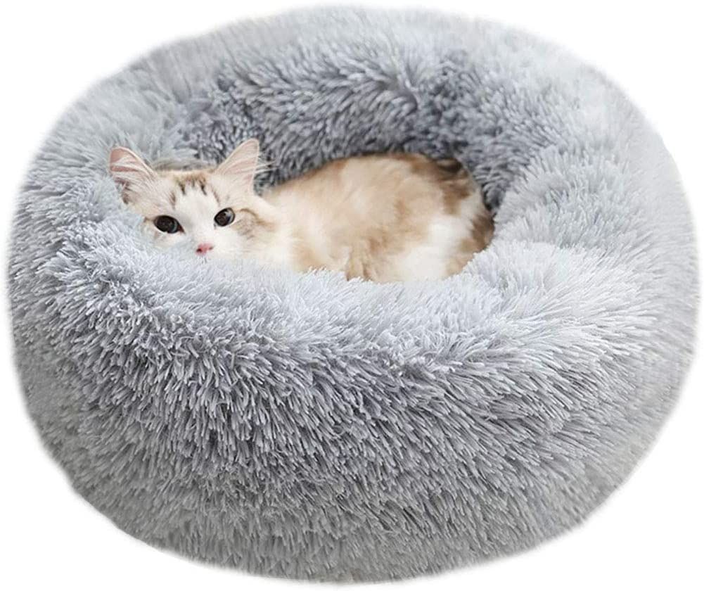 BODISEINT Modern Soft Plush Round Pet Bed for Cats or Small Dogs, Mini Medium Sized Dog Cat Bed S... | Amazon (US)
