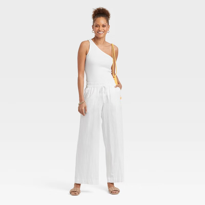Women's High-Rise Wide Leg Linen Pull-On Pants - A New Day™ | Target