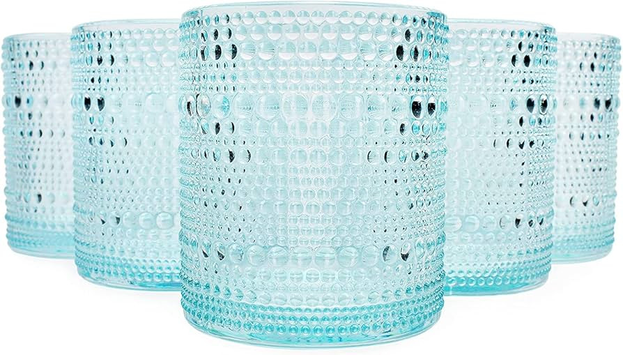 Darware Hobnail Drinking Glasses (12oz, 6pk, Blue); Old-Fashioned Beverage Glasses for Tabletop, ... | Amazon (US)