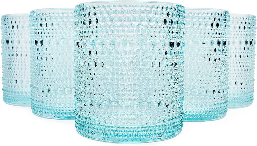 Darware Hobnail Drinking Glasses (12oz, 6pk, Blue); Old-Fashioned Beverage Glasses for Tabletop, ... | Amazon (US)