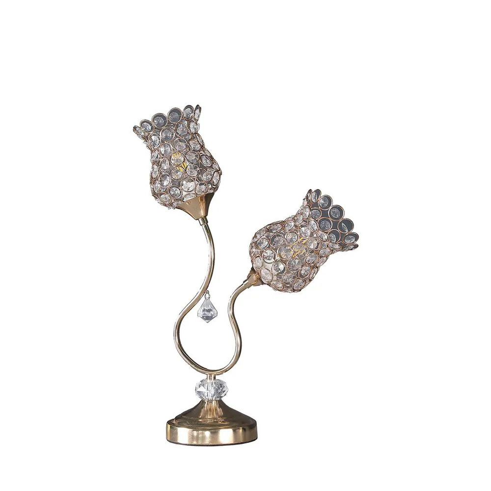 Blisstyle 18 DOT 75 Inch Rose Gold 2 Floral Trumpet Glam Metal Table Lamp Lighting Lighting and Lamps Rose Gold Metal one_size | TBLP66 | Lowe's