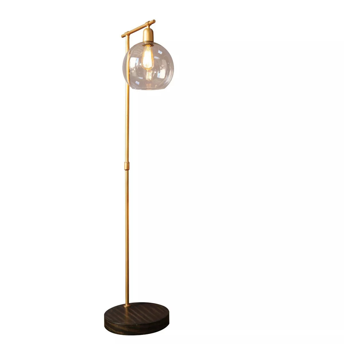 Metal and Wood Floor Lamp with Glass Globe Shade Gold - 3R Studios | Target