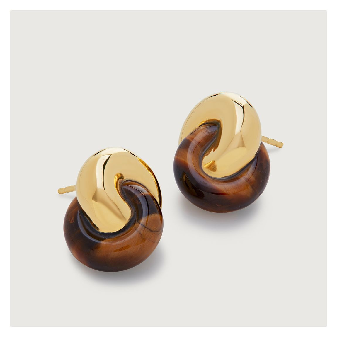 Monica Vinader Gold Kate Young Gemstone Link Stud Earrings - BrandAlley | BrandAlley