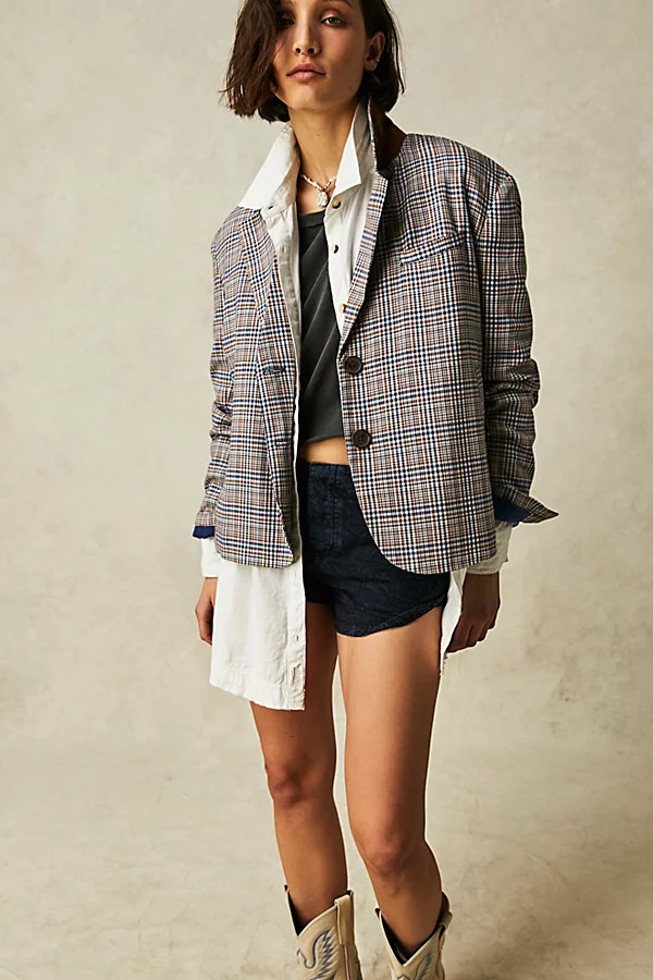We The Free Cali Plaid Blazer by We The Free at Free People, Blue Combo, S | Free People (Global - UK&FR Excluded)