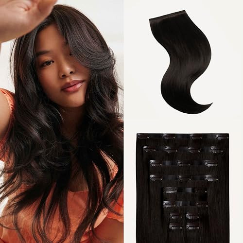 Luxy 100% Remy Human Hair - Seamless Clip-In Hair Extensions - Multi-Dimensional Color for Natural Blending, Adds Volume & Length 180 grams 20" Mocha Brown Seamless | Amazon (US)