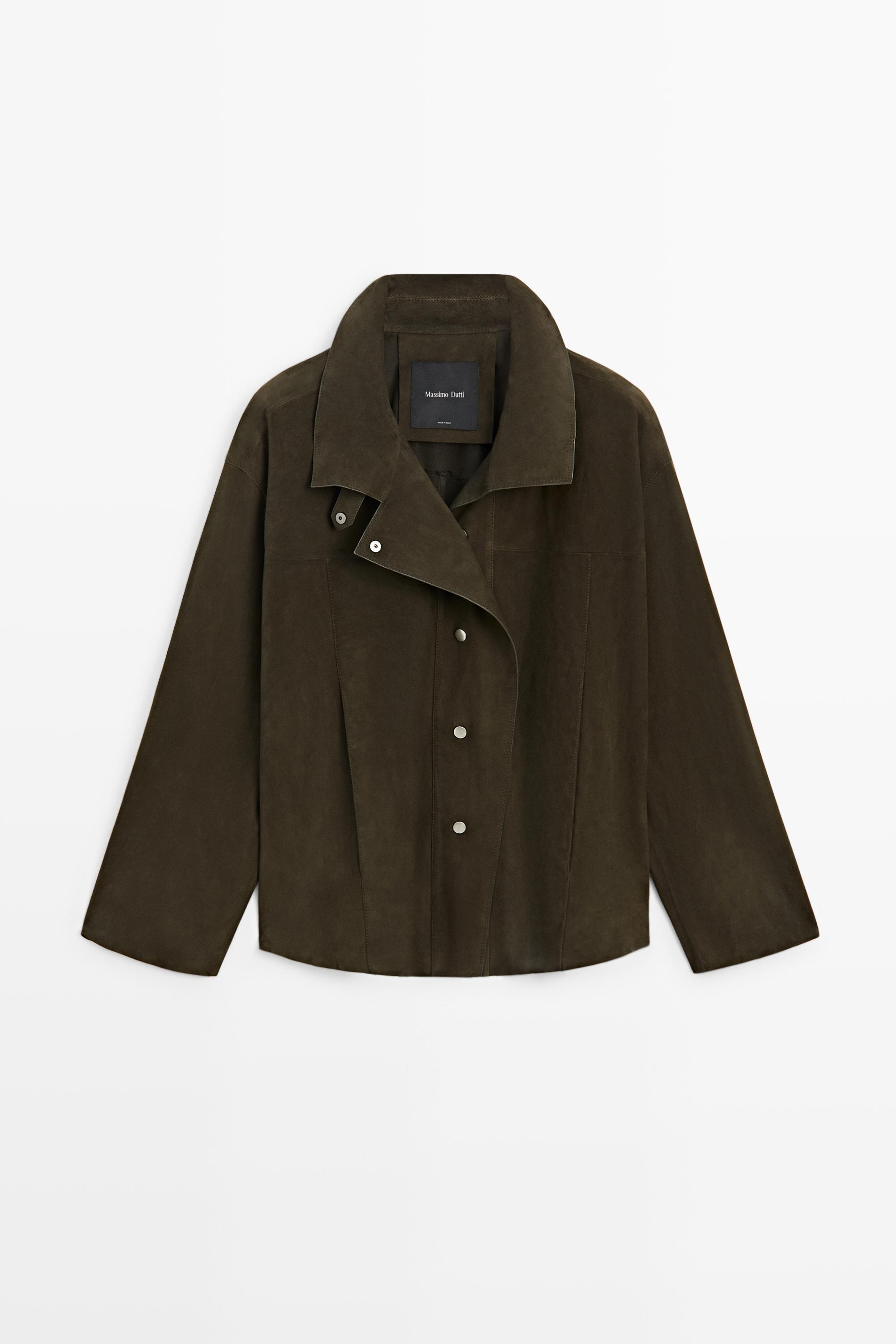 High-neck faux suede jacket | Massimo Dutti US
