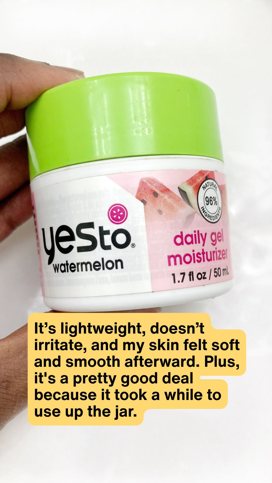 I've used the yesto Watermelon daily gel moisture on my oily skin as a nighttime moisturizer. It's lightweight but gives my skin a lot of moisture after washing my face.
#LTKskin #skincare #oilyskin 

 

#LTKselfcare #LTKBeauty