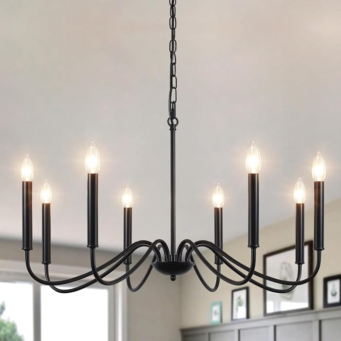 Black Chandeliers for Dining Room 8 Lights Farmhouse Chandelier | Amazon (US)