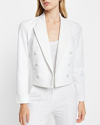 Peak Lapel Double Breasted Cropped Blazer | Express