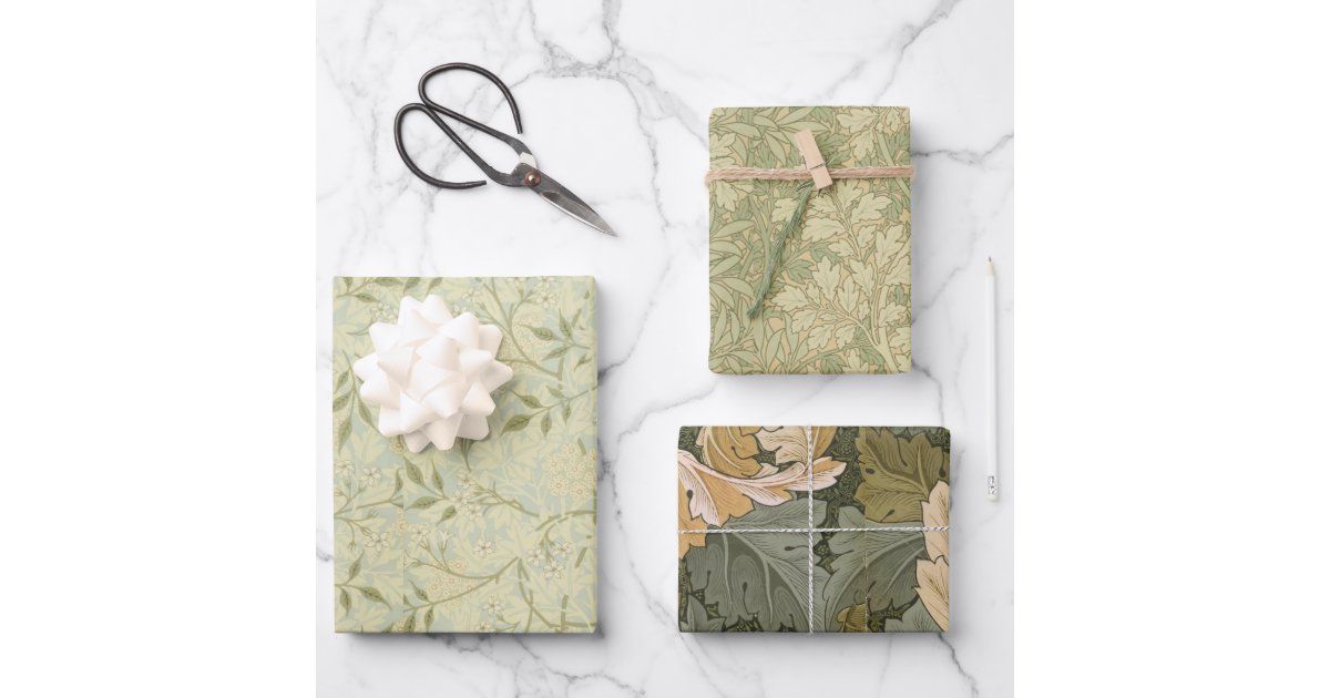 Vintage Morris Foliage Jasmine Acanthus Leaves Wrapping Paper Sheets | Zazzle