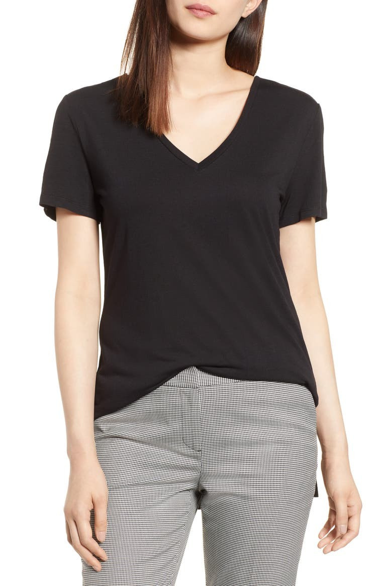 Halogen® V-Neck Tunic T-Shirt (Regular & Petite) | Nordstrom | Nordstrom