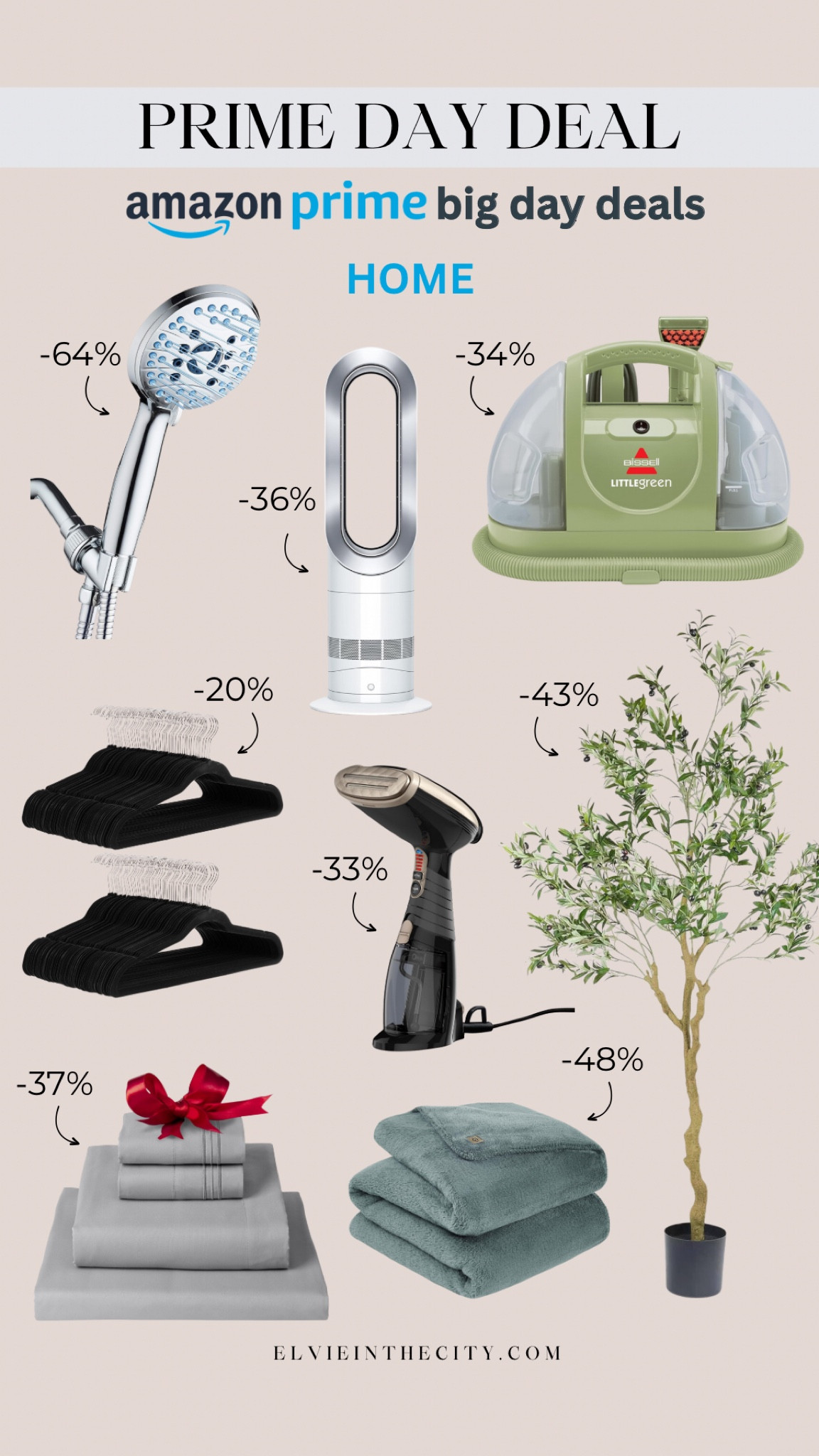 Amazon Prime Day deals for the home include a shower head, Dyson air purifier, carpet cleaner, set of velvet coat hangers, garment steamer, artificial tree, sheet set, and Ugg fleece throw blanket. 

Amazon home, home decor, prime day deals, gifts for her

#LTKxPrimeDay #LTKHome #LTKFindsUnder50