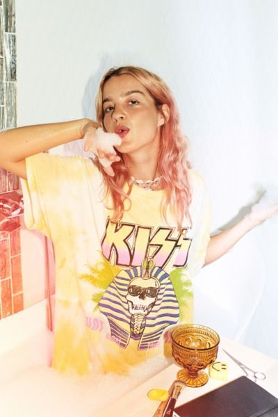 Kiss Summer Tour Tie-Dye T-Shirt Dress | Urban Outfitters (US and RoW)